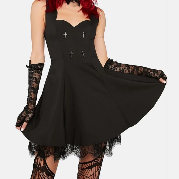 Dark In Love Gothic Punk Academy Doll Strap Dress S - Picture 1 of 2